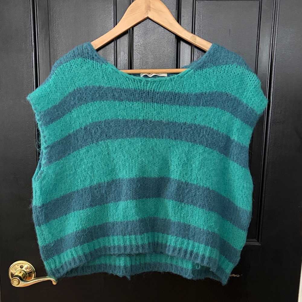 NWOT Mustard Seed Striped Teal and Blue Women's Sweater
